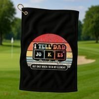 I Tell Dad Jokes Periodically Retro Style Golf Towel thumb 1