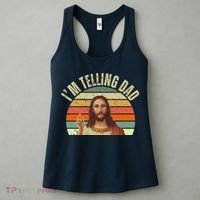 Im Telling Dad Funny Religious Christian Jesus Women's Tank Top thumb 3