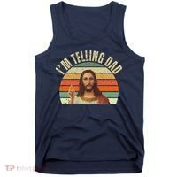 Im Telling Dad Funny Religious Christian Jesus Tank Top thumb 0