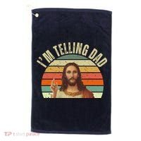 Im Telling Dad Funny Religious Christian Jesus Golf Towel thumb 0