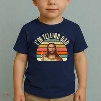 Im Telling Dad Funny Religious Christian Jesus Toddler T-Shirt thumb 2