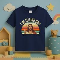 Im Telling Dad Funny Religious Christian Jesus Toddler T-Shirt thumb 3