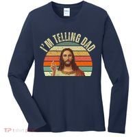 Im Telling Dad Funny Religious Christian Jesus Women's Long Sleeve Shirt thumb 0