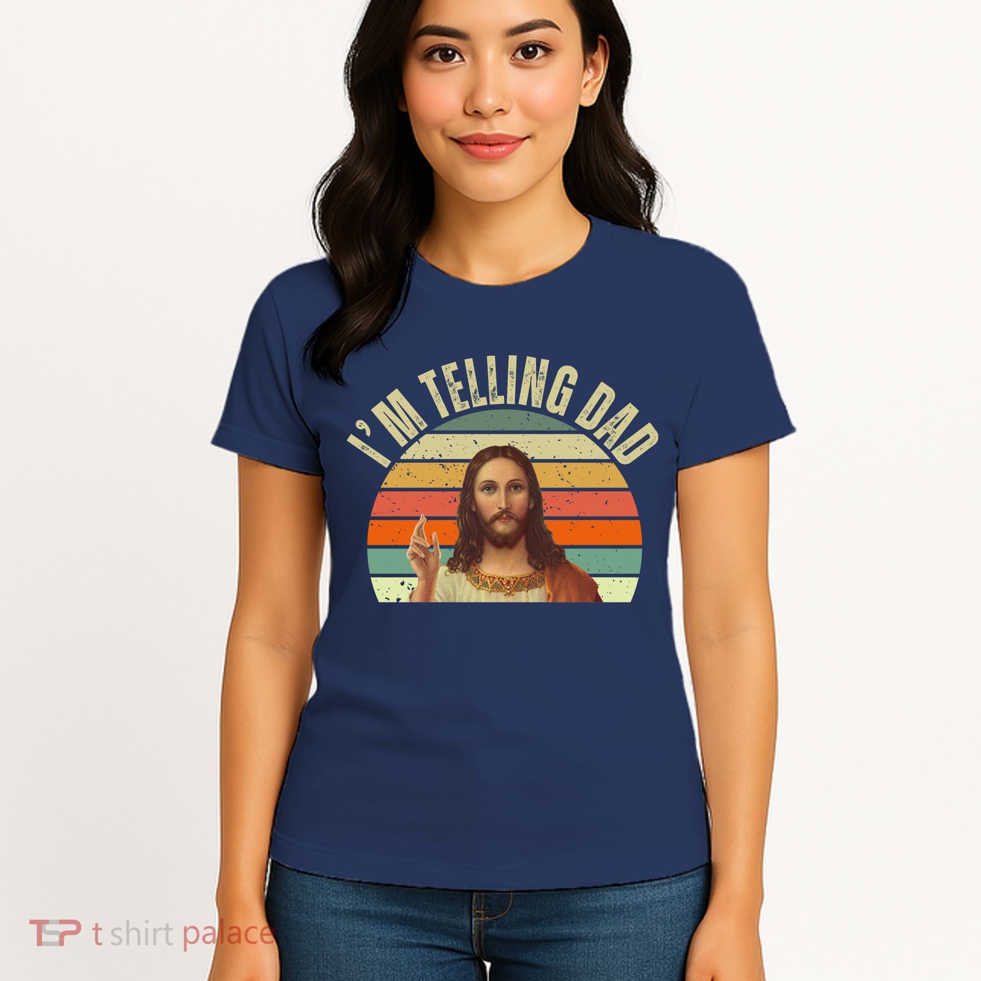 Im Telling Dad Funny Religious Christian Jesus Women's T-Shirt