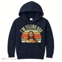 Im Telling Dad Funny Religious Christian Jesus Kids Hoodie thumb 0