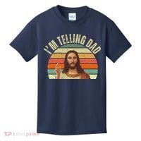 Im Telling Dad Funny Religious Christian Jesus Kids T-Shirt thumb 0