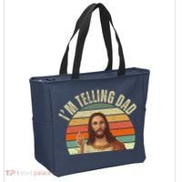 Im Telling Dad Funny Religious Christian Jesus Tote Bag thumb 2