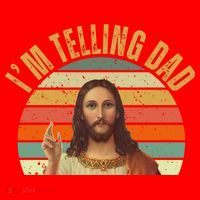 Im Telling Dad Funny Religious Christian Jesus Santa Hat thumb 1
