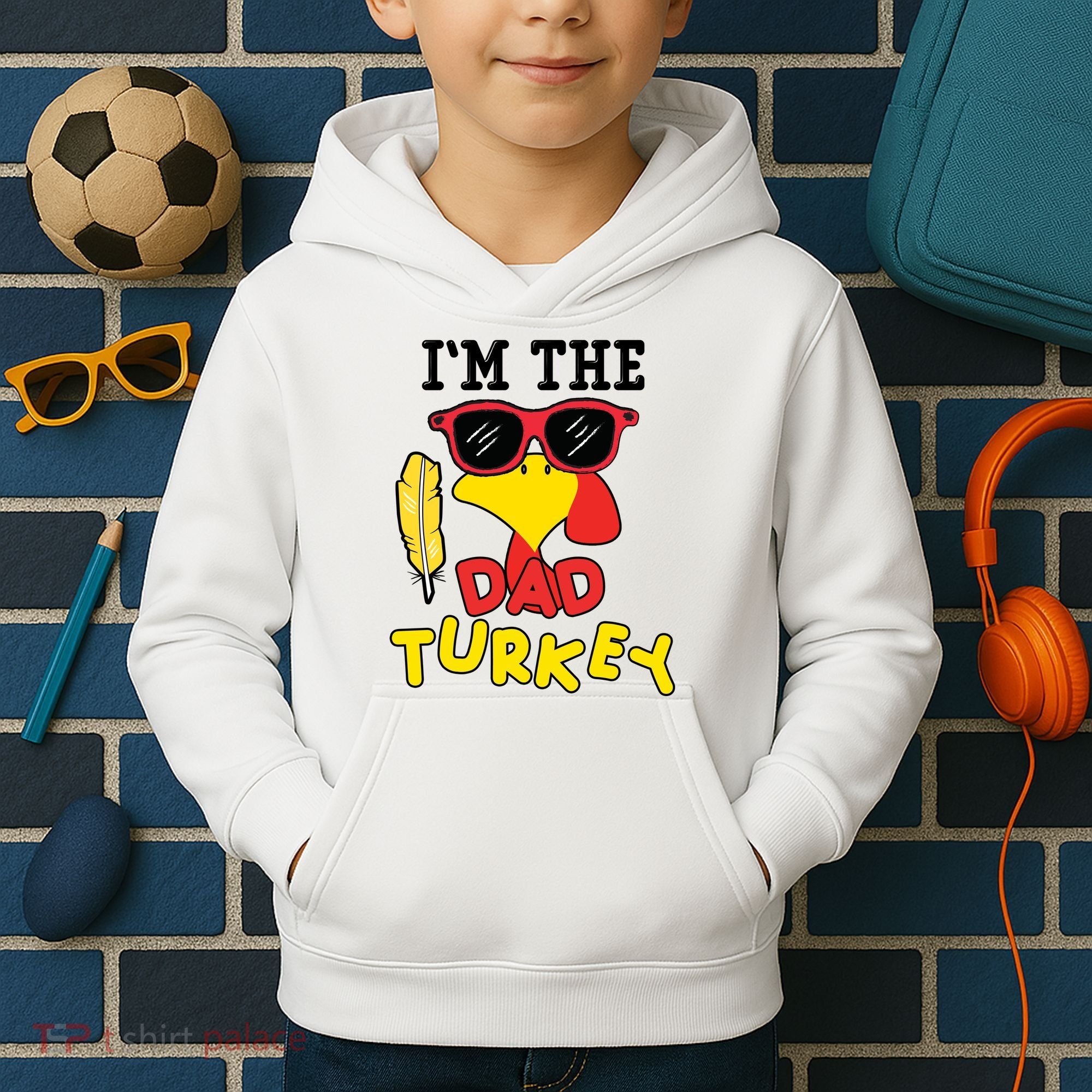 Im The Dad Turkey Funny Thanksgiving Kids Hoodie