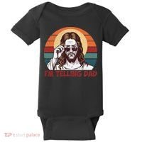 Im Telling Dad Funny Jesus Sayings Bible Verse Fathers Day Baby Bodysuit thumb 0