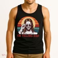 Im Telling Dad Funny Jesus Sayings Bible Verse Fathers Day Tank Top thumb 3