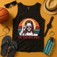 Im Telling Dad Funny Jesus Sayings Bible Verse Fathers Day Tank Top thumb 4