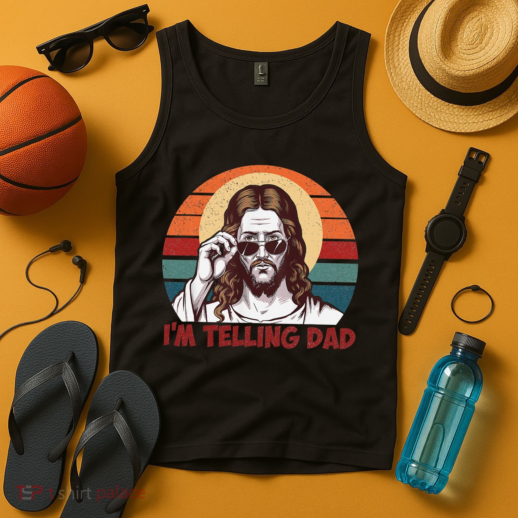 Im Telling Dad Funny Jesus Sayings Bible Verse Fathers Day Tank Top