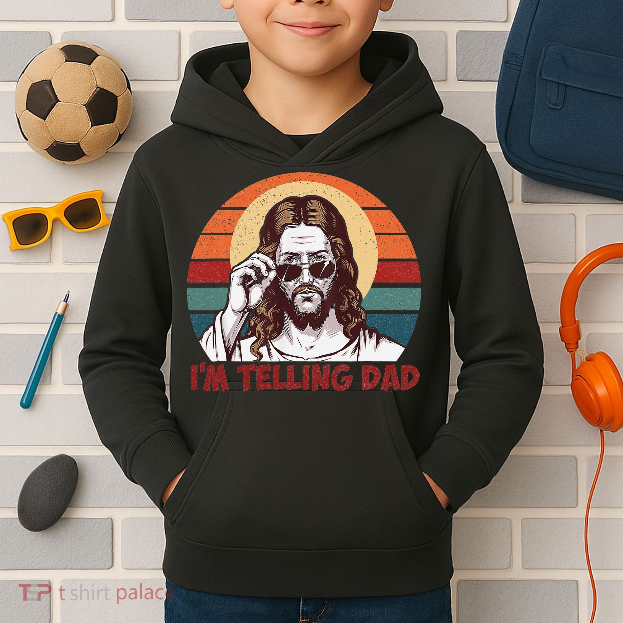 Im Telling Dad Funny Jesus Sayings Bible Verse Fathers Day Kids Hoodie