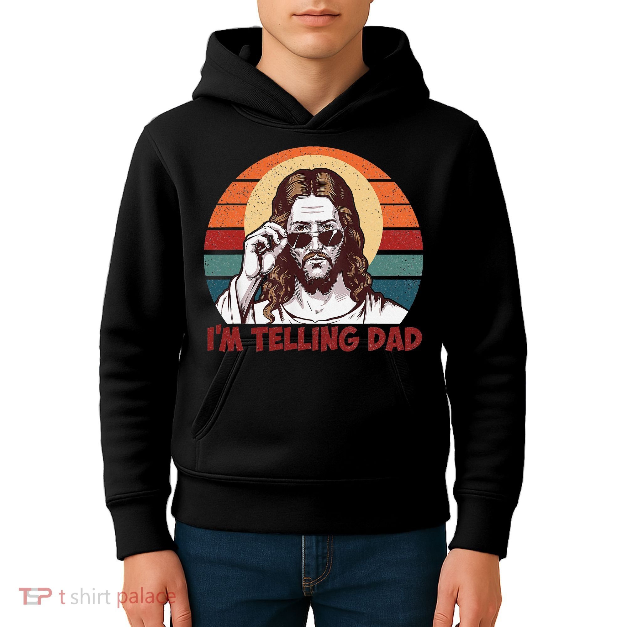 Im Telling Dad Funny Jesus Sayings Bible Verse Fathers Day Kids Hoodie