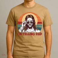 Im Telling Dad Funny Jesus Sayings Bible Verse Fathers Day T-Shirt thumb 3