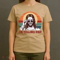 Im Telling Dad Funny Jesus Sayings Bible Verse Fathers Day T-Shirt thumb 4