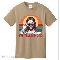 Im Telling Dad Funny Jesus Sayings Bible Verse Fathers Day Kids T-Shirt thumb 0