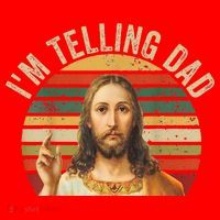 IM Telling Dad Funny Religious Christian Jesus Meme Santa Hat thumb 1
