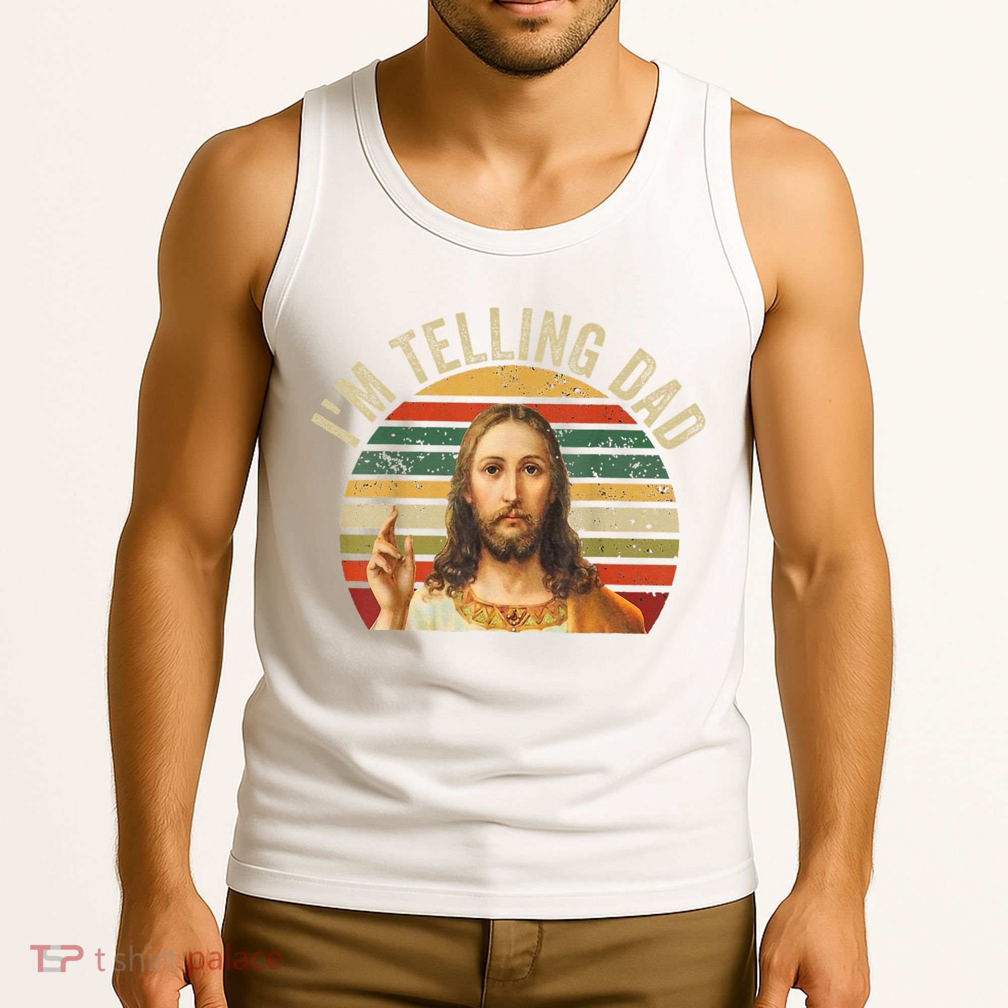 IM Telling Dad Funny Religious Christian Jesus Meme Tank Top