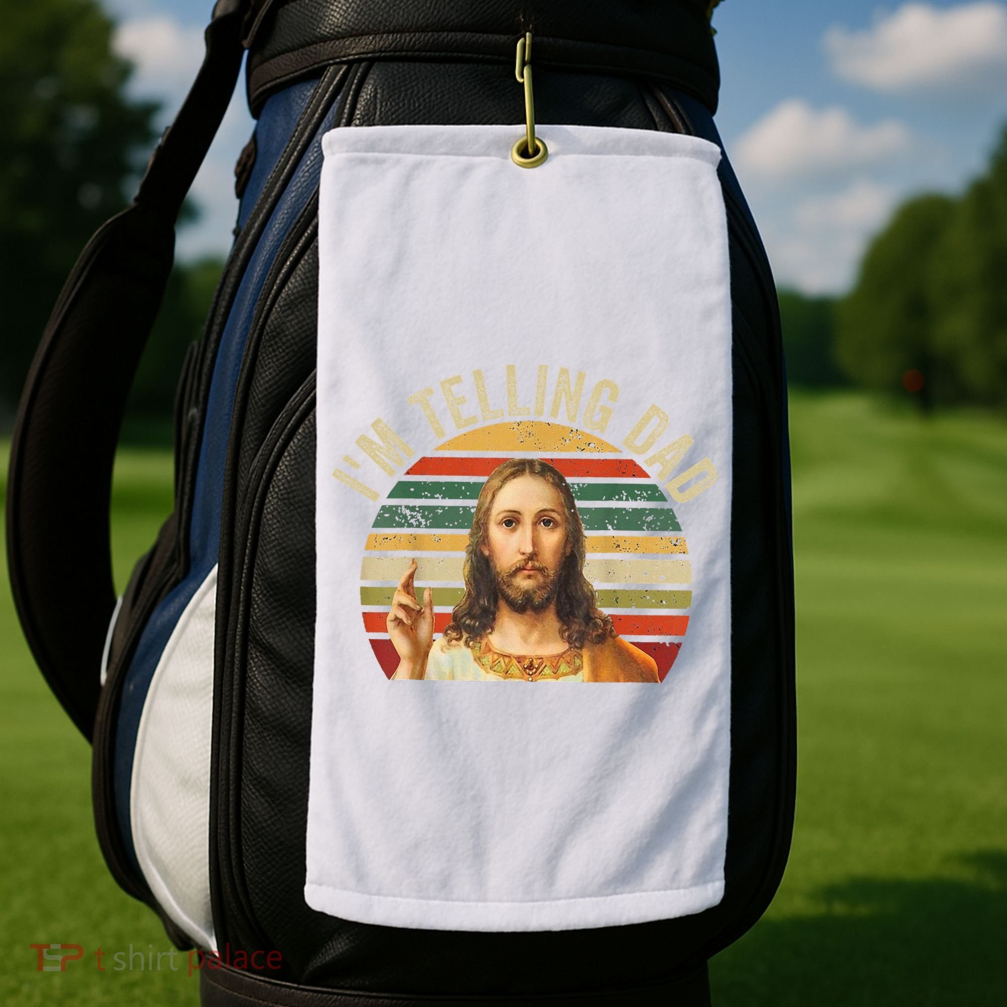 IM Telling Dad Funny Religious Christian Jesus Meme Golf Towel