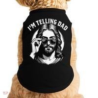 IM Telling Dad Jesus Wearing Sunglasses Doggie Tank thumb 0