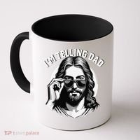 IM Telling Dad Jesus Wearing Sunglasses Coffee Mug thumb 0