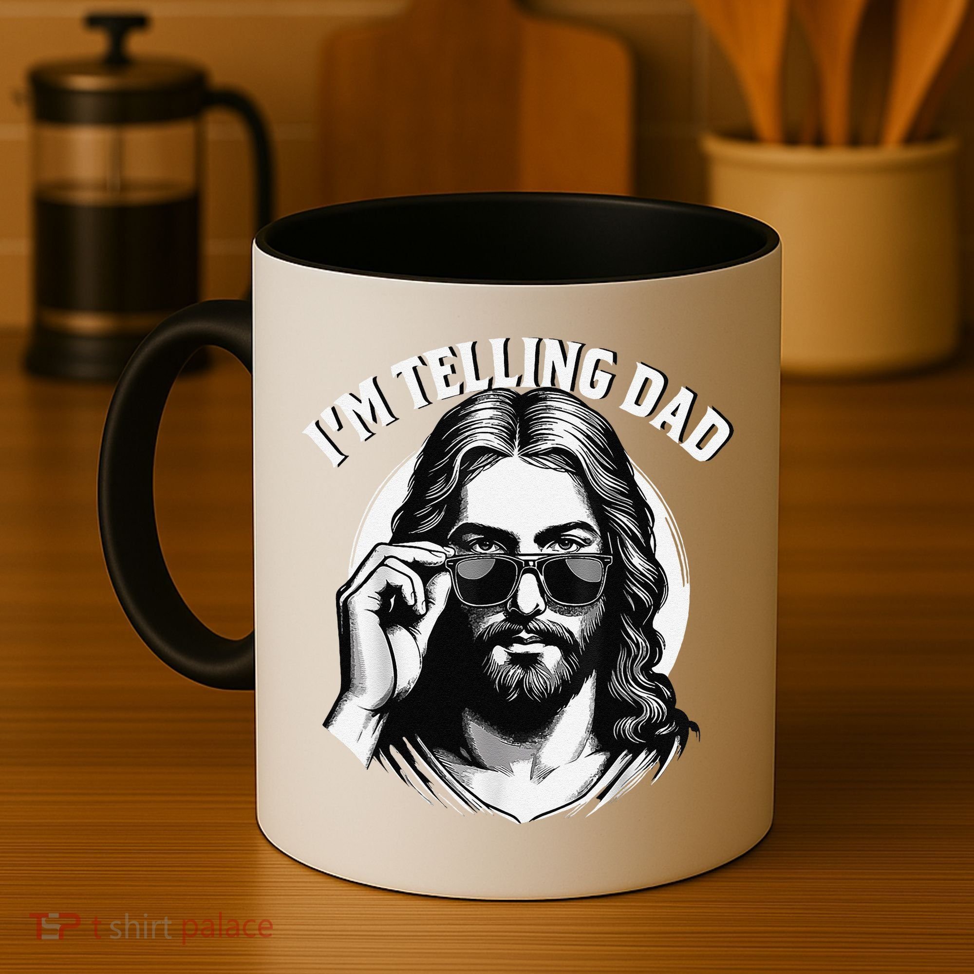 IM Telling Dad Jesus Wearing Sunglasses Coffee Mug