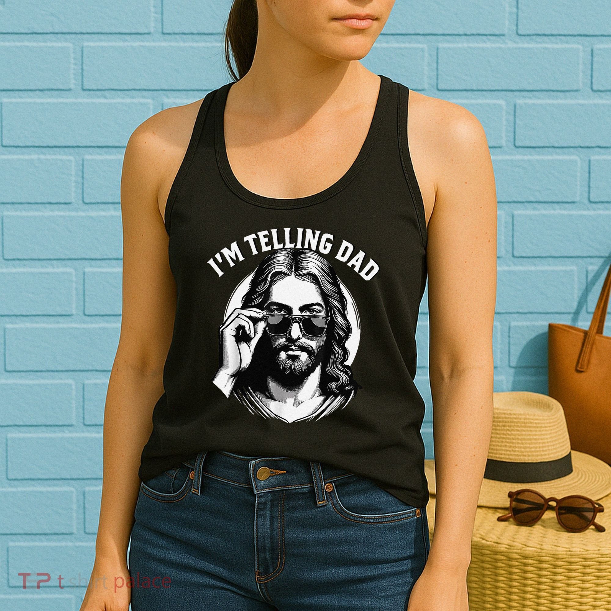 IM Telling Dad Jesus Wearing Sunglasses Women's Tank Top