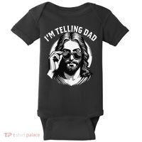 IM Telling Dad Jesus Wearing Sunglasses Baby Bodysuit thumb 0