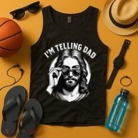 IM Telling Dad Jesus Wearing Sunglasses Tank Top thumb 4