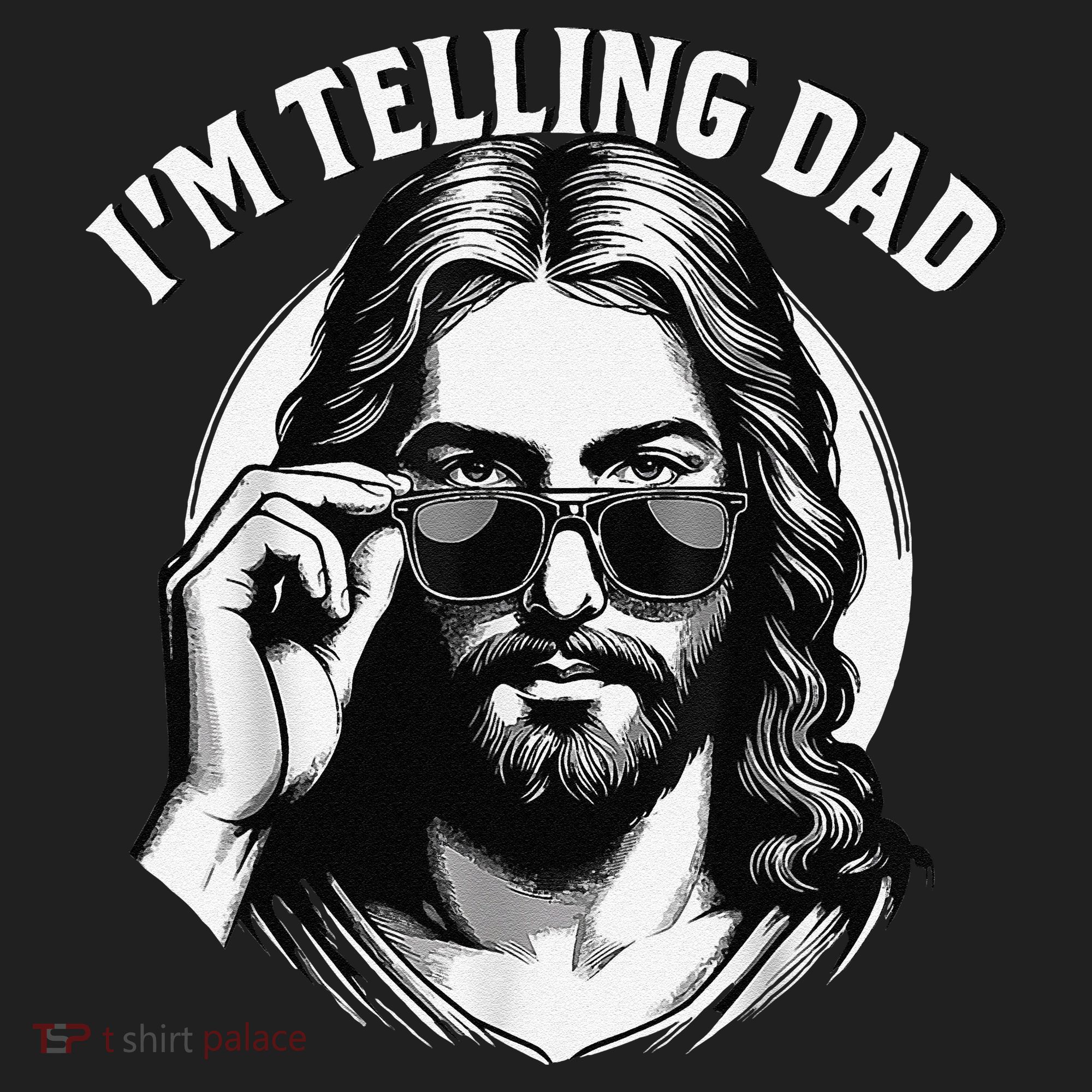 IM Telling Dad Jesus Wearing Sunglasses Golf Towel