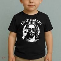 IM Telling Dad Jesus Wearing Sunglasses Toddler T-Shirt thumb 2