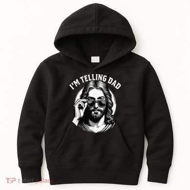 IM Telling Dad Jesus Wearing Sunglasses Kids Hoodie