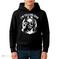 IM Telling Dad Jesus Wearing Sunglasses Kids Hoodie thumb 4