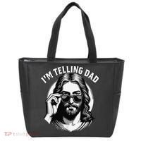 IM Telling Dad Jesus Wearing Sunglasses Tote Bag thumb 0