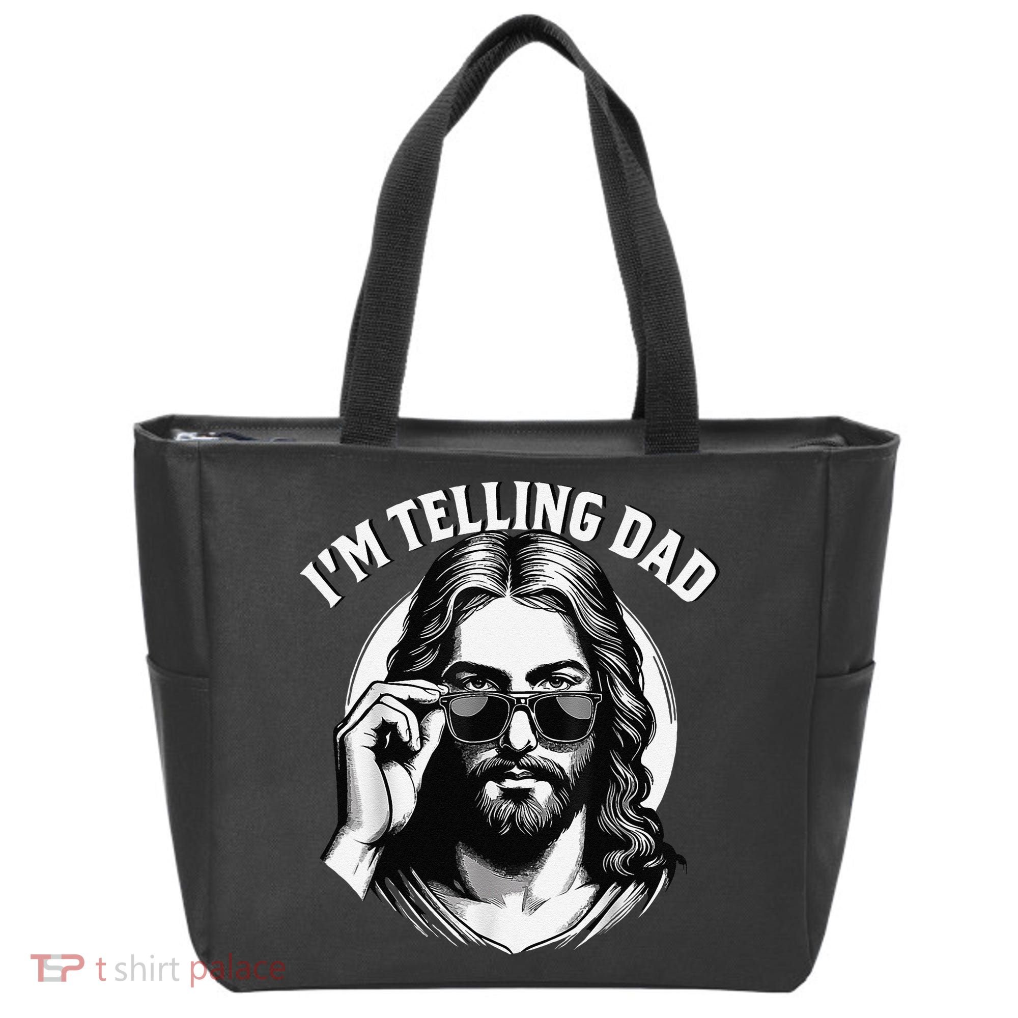 IM Telling Dad Jesus Wearing Sunglasses Tote Bag