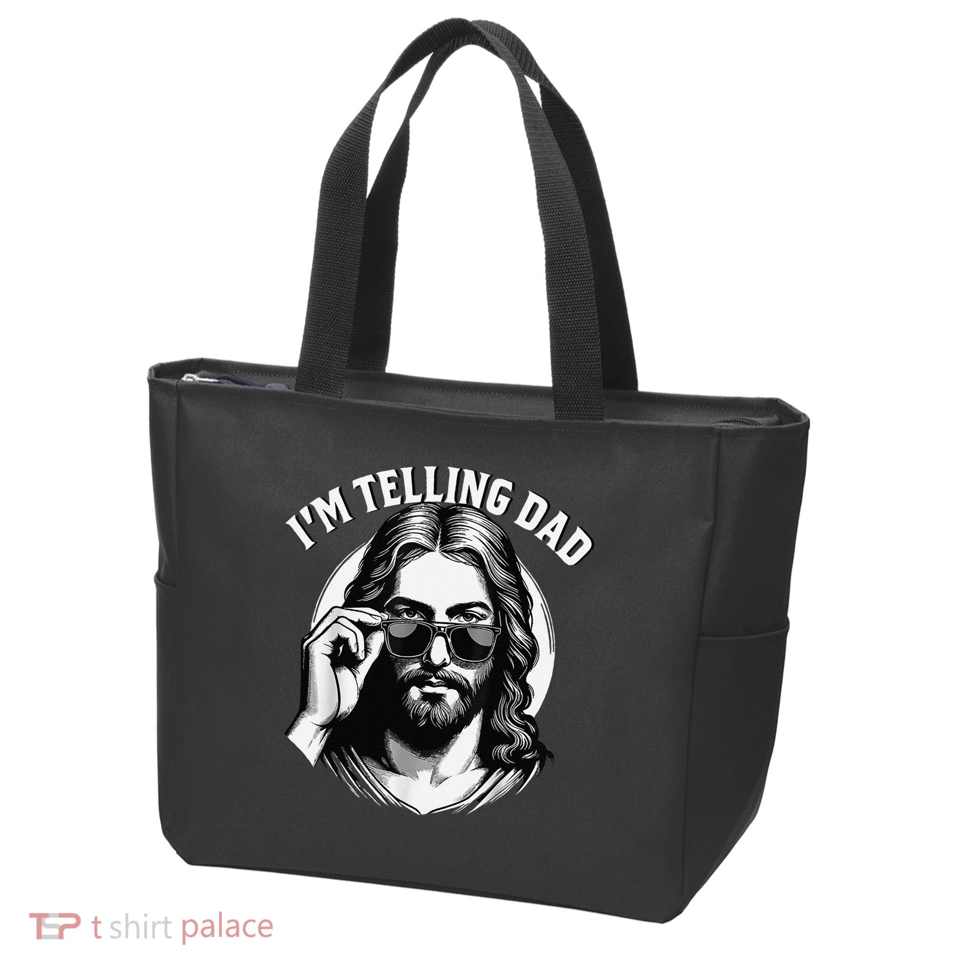 IM Telling Dad Jesus Wearing Sunglasses Tote Bag