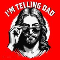 IM Telling Dad Jesus Wearing Sunglasses Santa Hat thumb 1