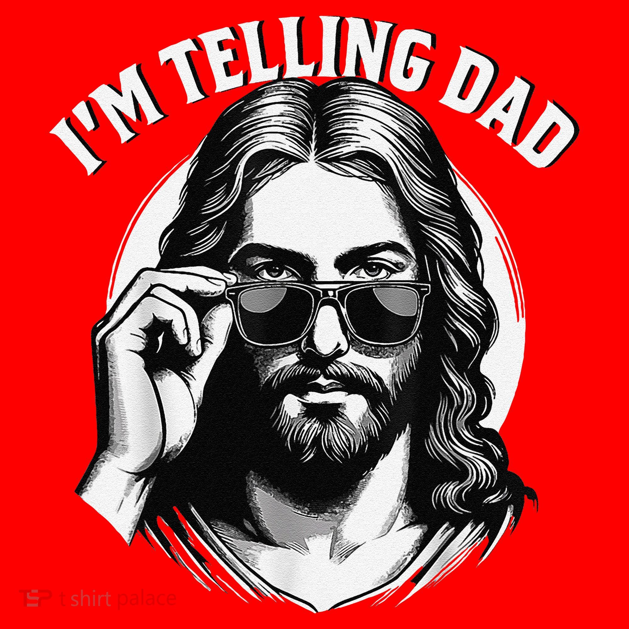IM Telling Dad Jesus Wearing Sunglasses Santa Hat
