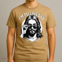 IM Telling Dad Jesus Wearing Sunglasses T-Shirt thumb 3