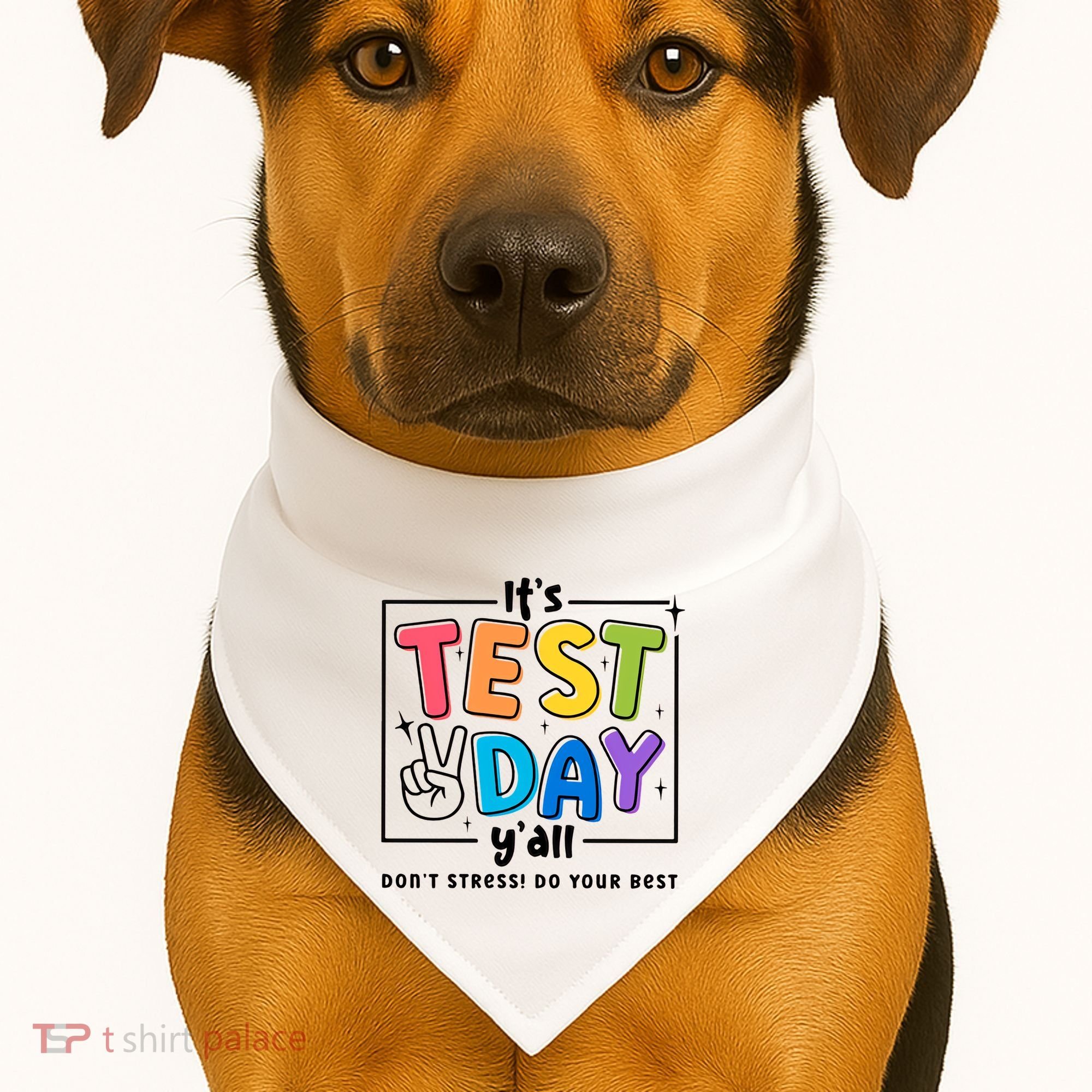 It's Test Day Y'all Don't Stress Do Your Best Testing Day Teacher Stude USA-Made Doggie Bandana