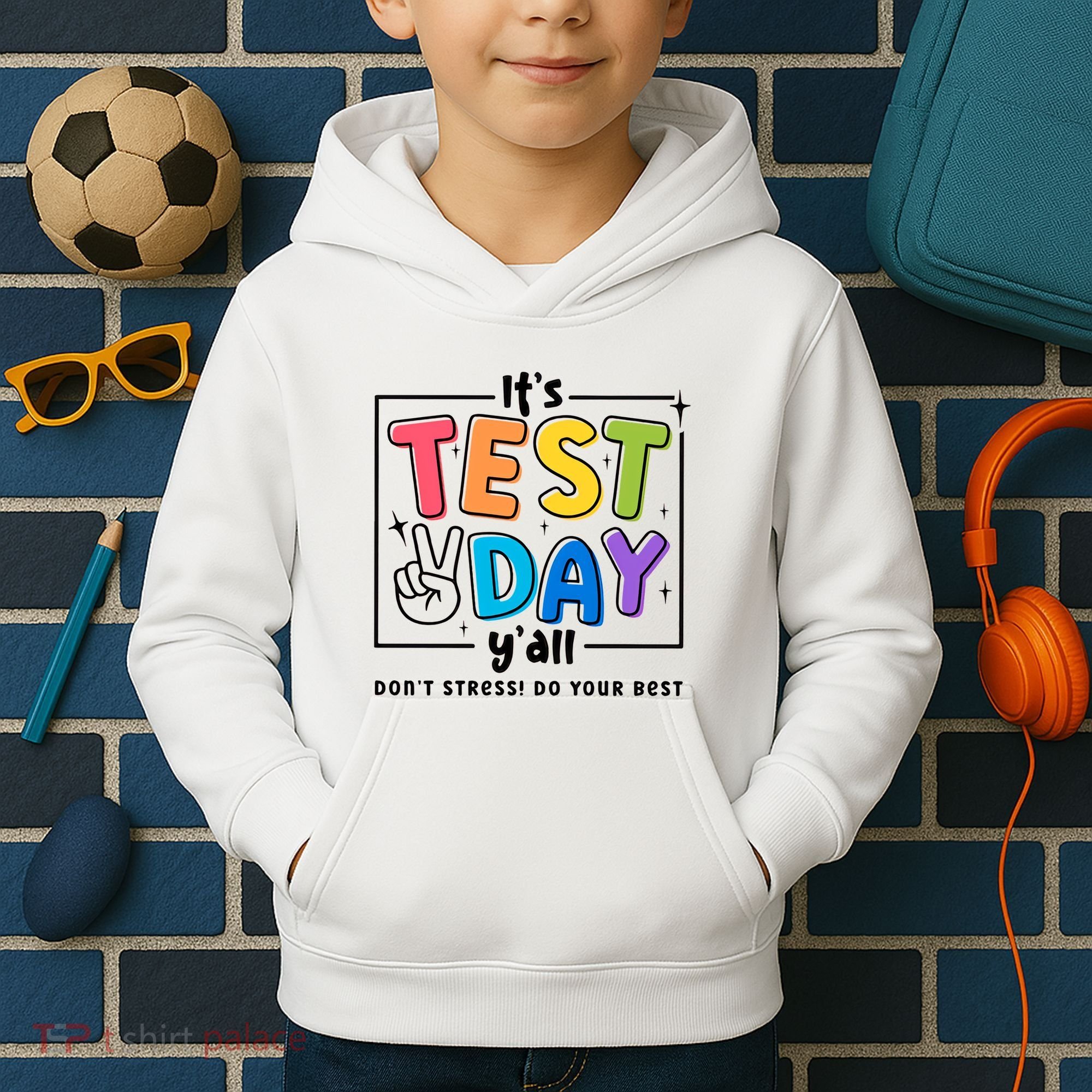It's Test Day Y'all Don't Stress Do Your Best Testing Day Teacher Stude Kids Hoodie