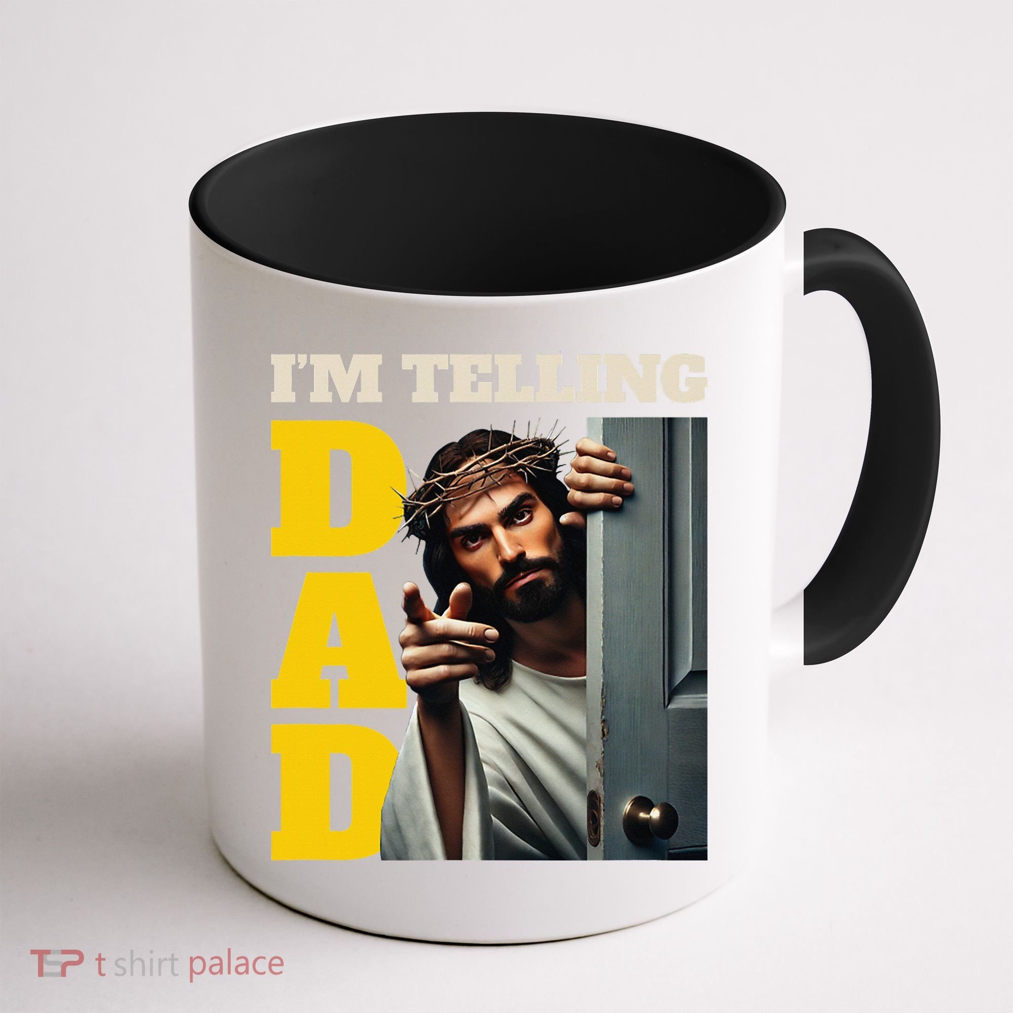 Im Telling Dad Funny Religious Christian Jesus Crown Coffee Mug