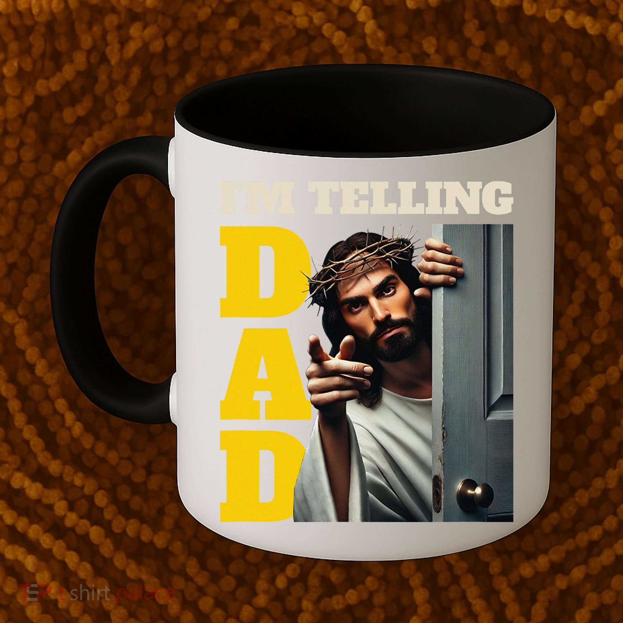 Im Telling Dad Funny Religious Christian Jesus Crown Coffee Mug