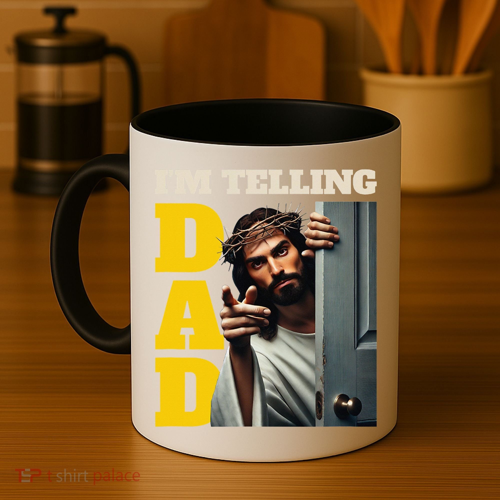 Im Telling Dad Funny Religious Christian Jesus Crown Coffee Mug