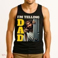 Im Telling Dad Funny Religious Christian Jesus Crown Tank Top thumb 3