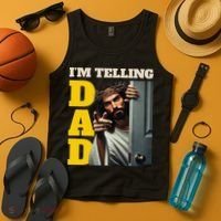 Im Telling Dad Funny Religious Christian Jesus Crown Tank Top thumb 4