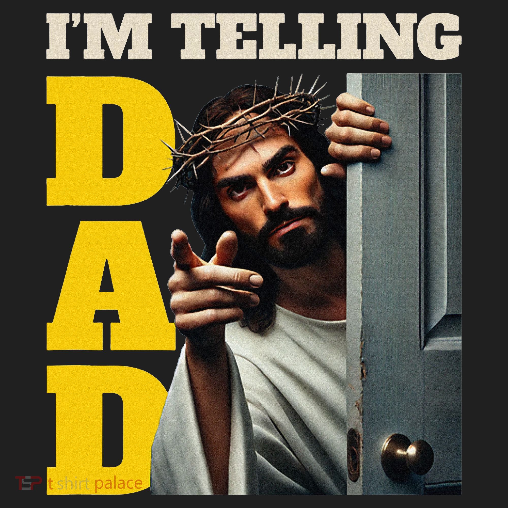 Im Telling Dad Funny Religious Christian Jesus Crown Golf Towel