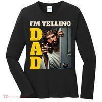 Im Telling Dad Funny Religious Christian Jesus Crown Women's Long Sleeve Shirt thumb 0